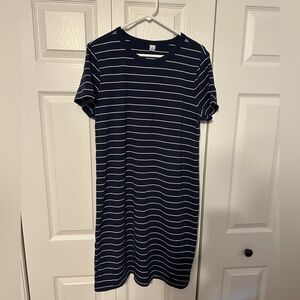 Old Navy Dark Blue and White Striped Tshirt Dress